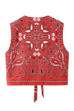Tie-Front Paisley Print Vest
