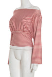 Off-Shoulder Striped T-Shirt
