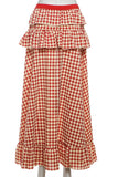 Gingham Ruffle Split Skirt
