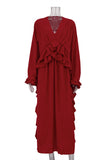 Ruffled V-Neck Casual Dress