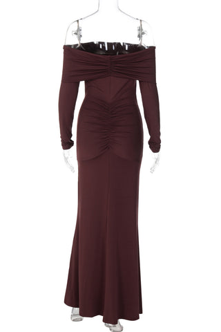 Off-Shoulder Long Sleeve Casual Dress