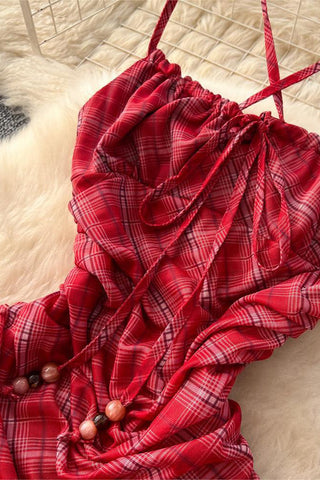 Strappy Plaid Maxi Dress