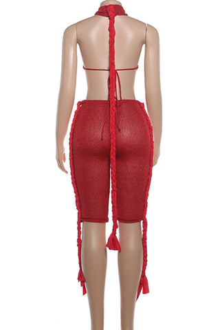 Halter Neck Braided Romper