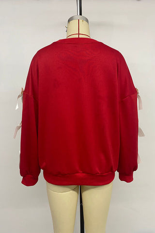Bow-Accent Long-Sleeve Sweatshirt