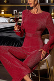 Glittering Long-Sleeve Jumpsuit