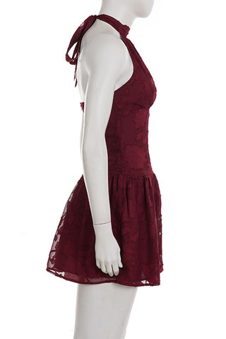 Halter Neck Floral Evening Dress