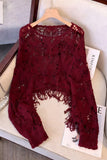 Crochet Knit Top With Fringe Detail