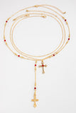 Layered Cross Pendant Necklace Set