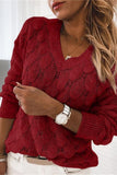 V-Neck Textured Knit Sweater