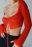 Sheer Tie-Front Blouse