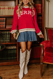 Festive Knit Sweater with Lettering