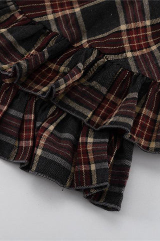 Plaid Button-Up Skirt Set