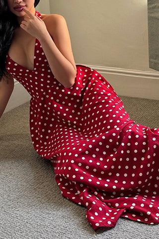 Polka Dot Halter A-Line Sundress