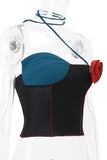 Asymmetric Floral Appliqué Tank Top