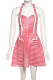 Charming Gingham Halter Sundress
