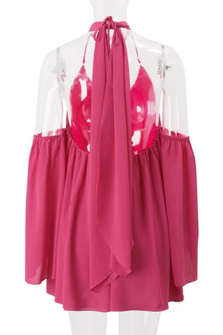 Off-Shoulder Halter Flowing Dress