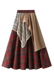Layered Plaid Midi Skirt