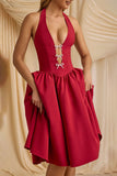 Halter Fit-and-Flare Midi Dress