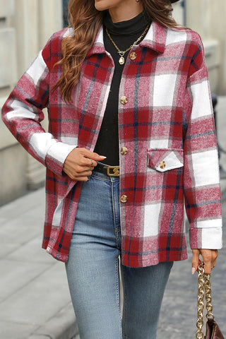 Plaid Button-Front Casual Jacket