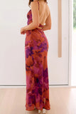 Abstract Print Spaghetti Strap Maxi Dress