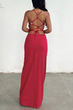 Ruched Spaghetti Strap Evening Dress