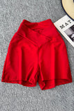 V-Waist Slim Brown High-Waist Shorts