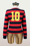 Contrast Collar Striped Polo Top
