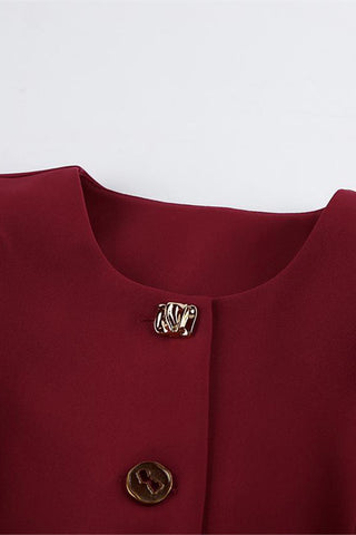 Buttoned Blazer and Skirt Set