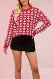 Heart Pattern Crewneck Sweater