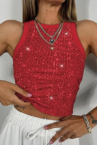 Leopard Print Sequin Tank Top