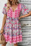Patterned V-Neck Summer Dress