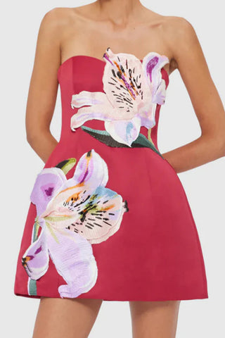 Strapless Floral Mini Dress