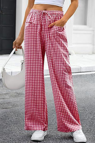 Relaxed Fit Gingham Casual Pants
