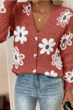 Floral Button-Up Cardigan Sweater