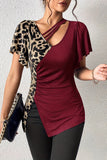 Strappy Asymmetric Leopard Blouse