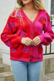 Button-Front Patterned Cardigan