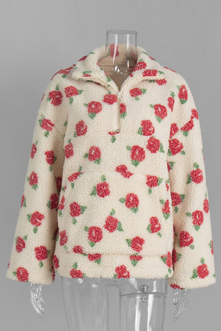 Floral-Print Mock Neck Sweatshirt