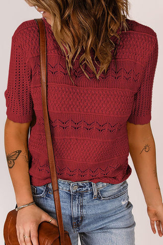 Short-Sleeve Textured Sweater Top