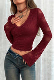 Lace Detail Long-Sleeve Blouse