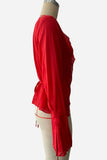 V-Neck Asymmetrical Hem Blouse