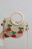 Straw Tote with Strawberry Embellishments