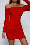 Off-Shoulder Ruched Casual Dress