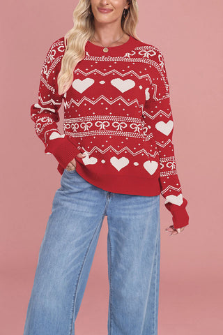 Geometric Heart Knit Sweater