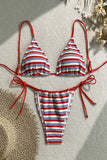 Striped Triangle Bikini Set