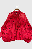 Polka Dot High-Neck Blouse