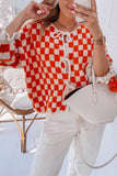 Stylish Checkered Tie Cardigan