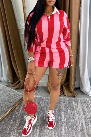 Striped Polo Short Set