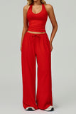 Halter Neck Wide-Leg Pants Set