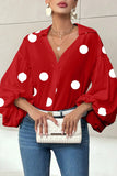 Polka Dot Blouse with Deep V-Neck