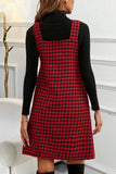 Houndstooth V Neck Sleeveless Mini Dress